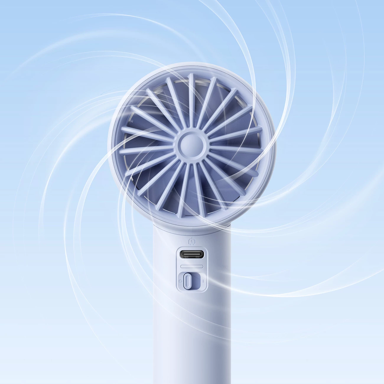 Ventilator dore Jisulife Handheld Fan 10S, bateri 5000mAh, USB-C, 5 nivele, ekran LED, blu