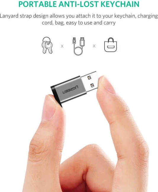 Adapter UGREEN 50533 USB 3.0-A (M) në USB-C (F) 5Gbps, gri, blister