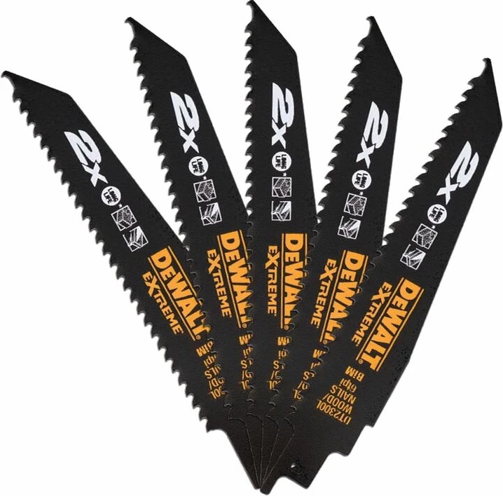 Fletë sharrë reciproke DeWalt DT2300L 152 mm bi-metal, për prerje të ashpër në dru dhe dru me gozhda, set 5 copë