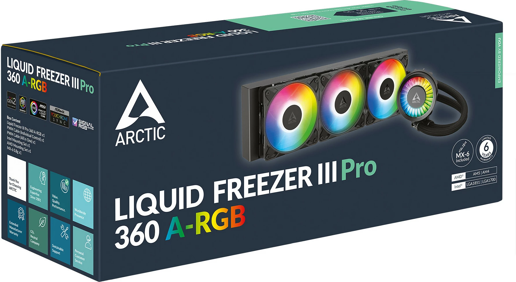 Ftohës uji për procesor ARCTIC Liquid Freezer III Pro 360 A-RGB, 3 ventilatorë 12cm, A-RGB, i zi