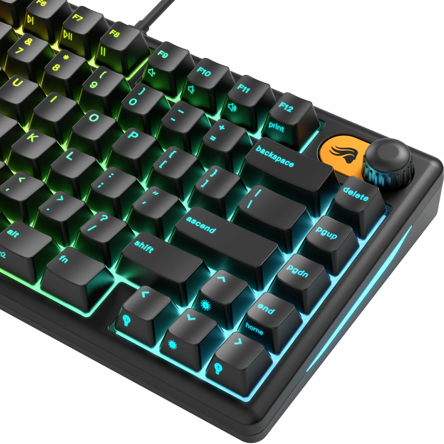 Tastierë gaming Glorious GMBK 75% GLO-GMBK75-BLK-US, mecha-membrane, USB, RGB 10 zona, US layout, e zezë, set me kabllo USB-C/USB-A