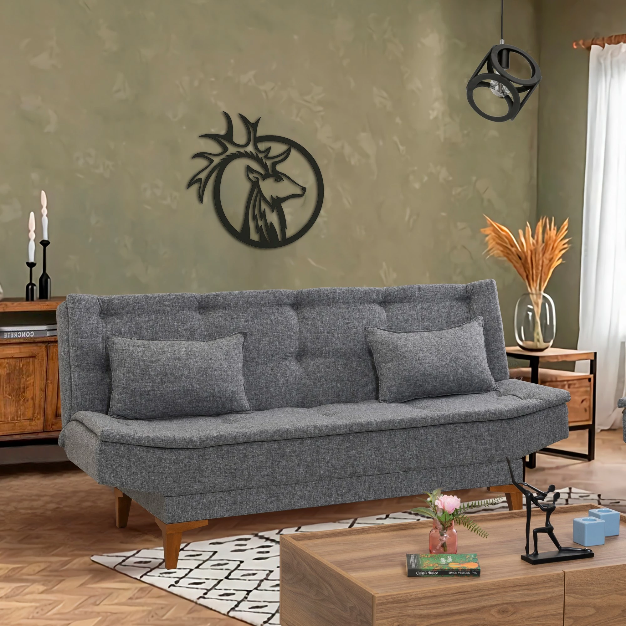 Divan-krevat treshe, ngjyrë gri e errët, Atelier del Sofa, Santo