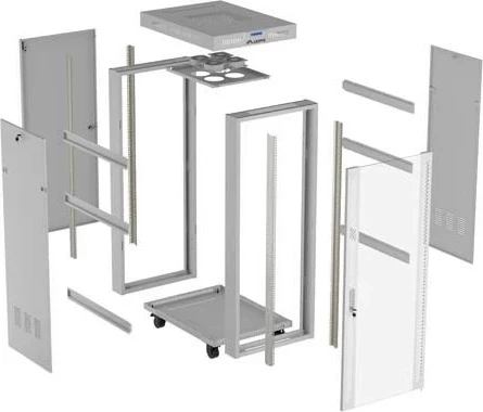 Kabinet rack LANBERG 19" 32U 600x800, derë e xhamtë, stojë, gri