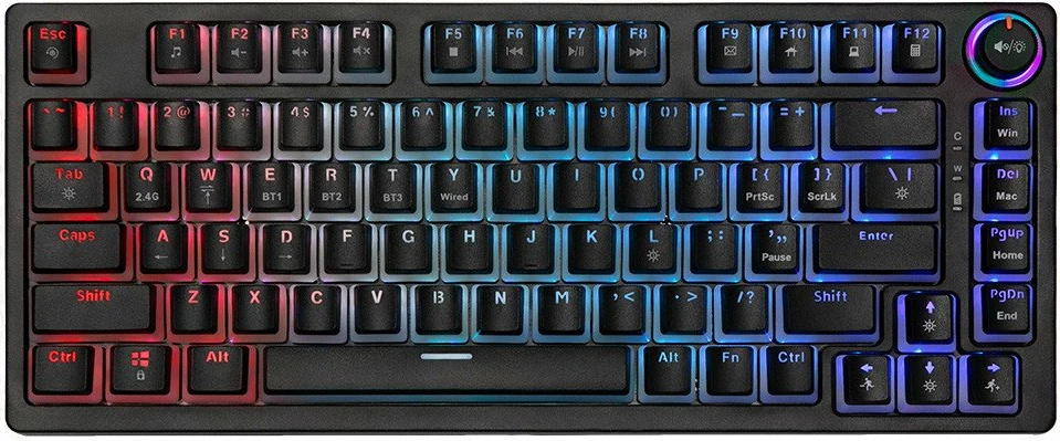 Tastierë mekanike Savio Phenix Gateron Red Pro 75% (82 taste) RGB tri-mode, e zezë