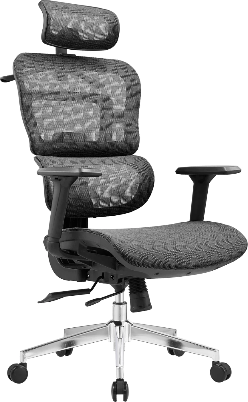 Karrige zyre ekzekutive MODEN, rrjetë e zezë, bazë kromi, 68x69x126cm