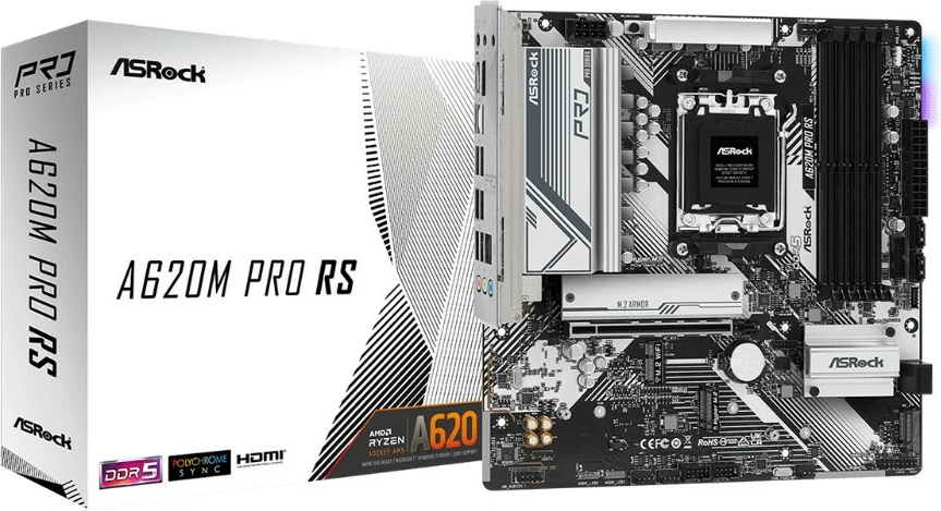 Pllakë amë ASRock A620M Pro RS, AMD, Socket AM5, DDR5-SDRAM, 192 GB, e zezë