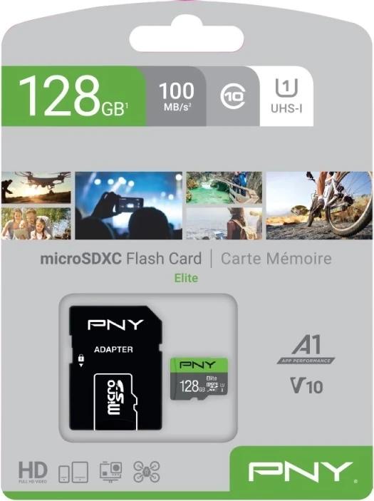 Kartë memorie PNY Elite microSDXC, 128 GB 