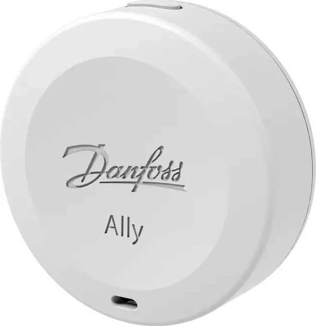 Termostat dhome Danfoss Ally 014G2480, Zigbee 3.0, me bateri, matje temperature & lagështie, i bardhë