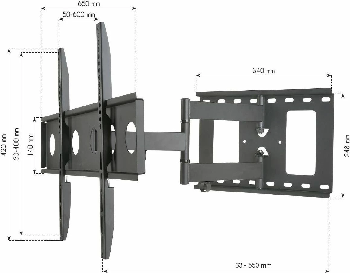 Mbajtëse muri për TV Techly ICA-PLB-148L 32–65 inç, deri 50 kg, VESA deri 600 x 400 mm, e zezë