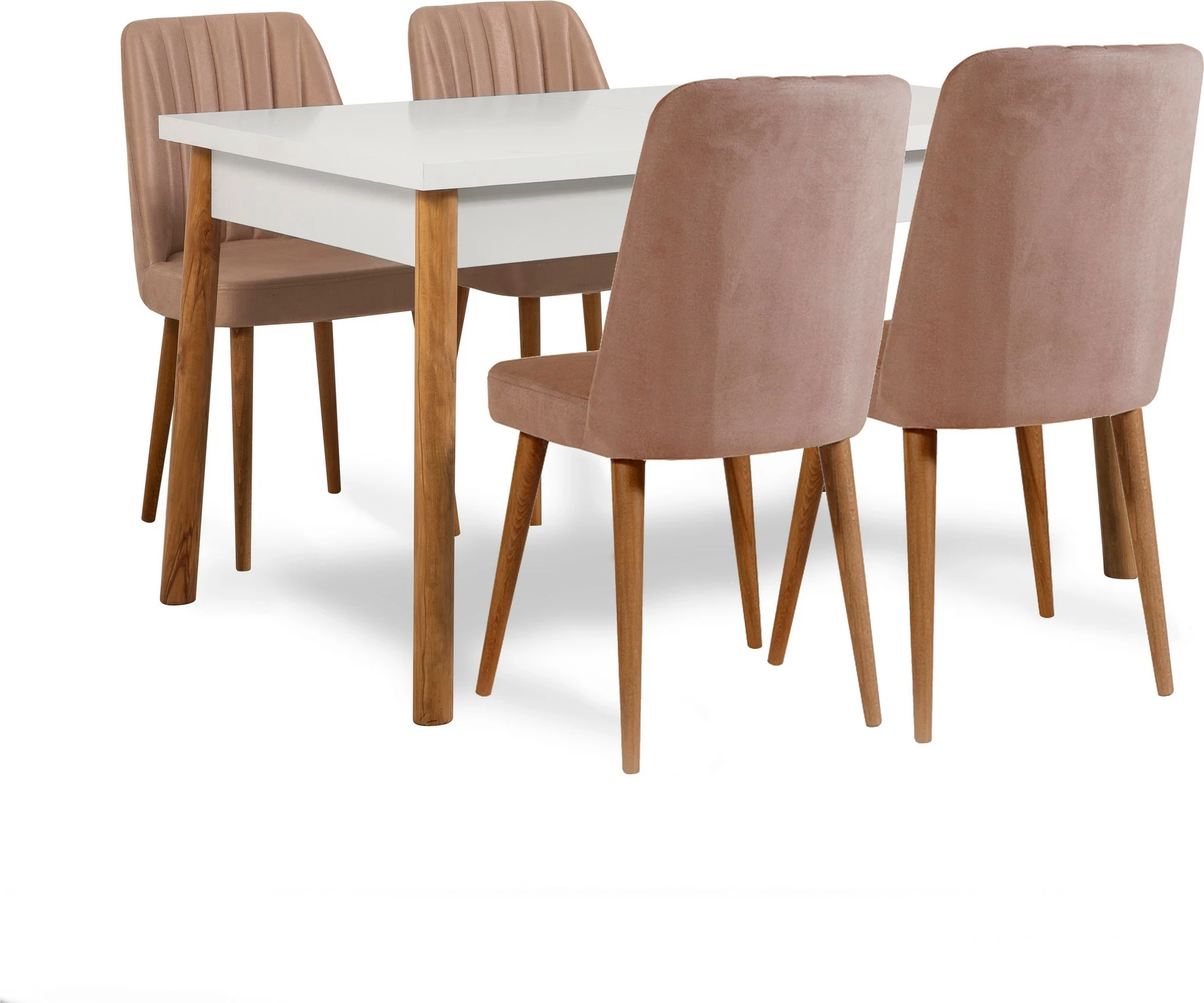 Set tavoline me karrige, e zgjatshme, 5 pjesë, Skye Decor, ngjyrë gur i bardhë Santiago