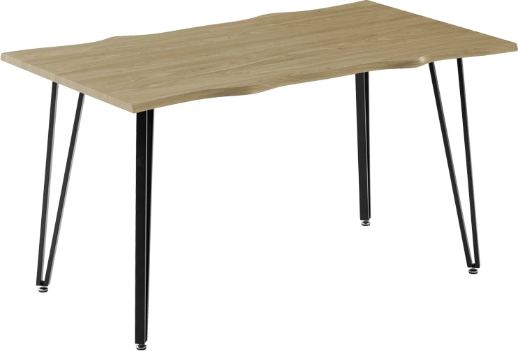 Tavolinë ngrënie Izzac me sipërfaqe MDF në sonoma - këmbë metalike të zeza 140x80x76 cm