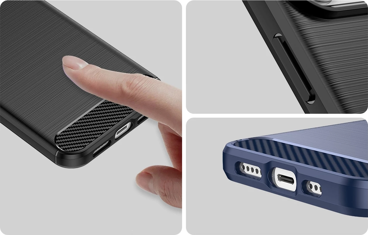 Mbështjellës Hurtel Carbon Case për iPhone 14 Pro Max, TPU, Blu