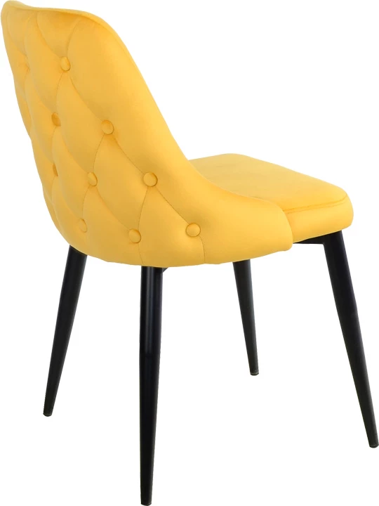 Karrige Zedna, kadife e verdhë, këmbë metalike të zeza, 51x58x84cm