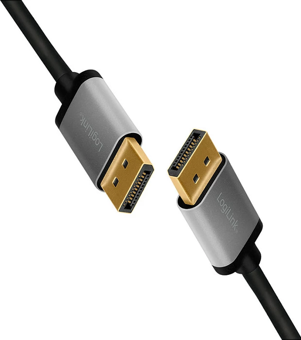 Kabllo DisplayPort LogiLink DP në DP, 2 m, 4K/60Hz, alu, zi/gri
