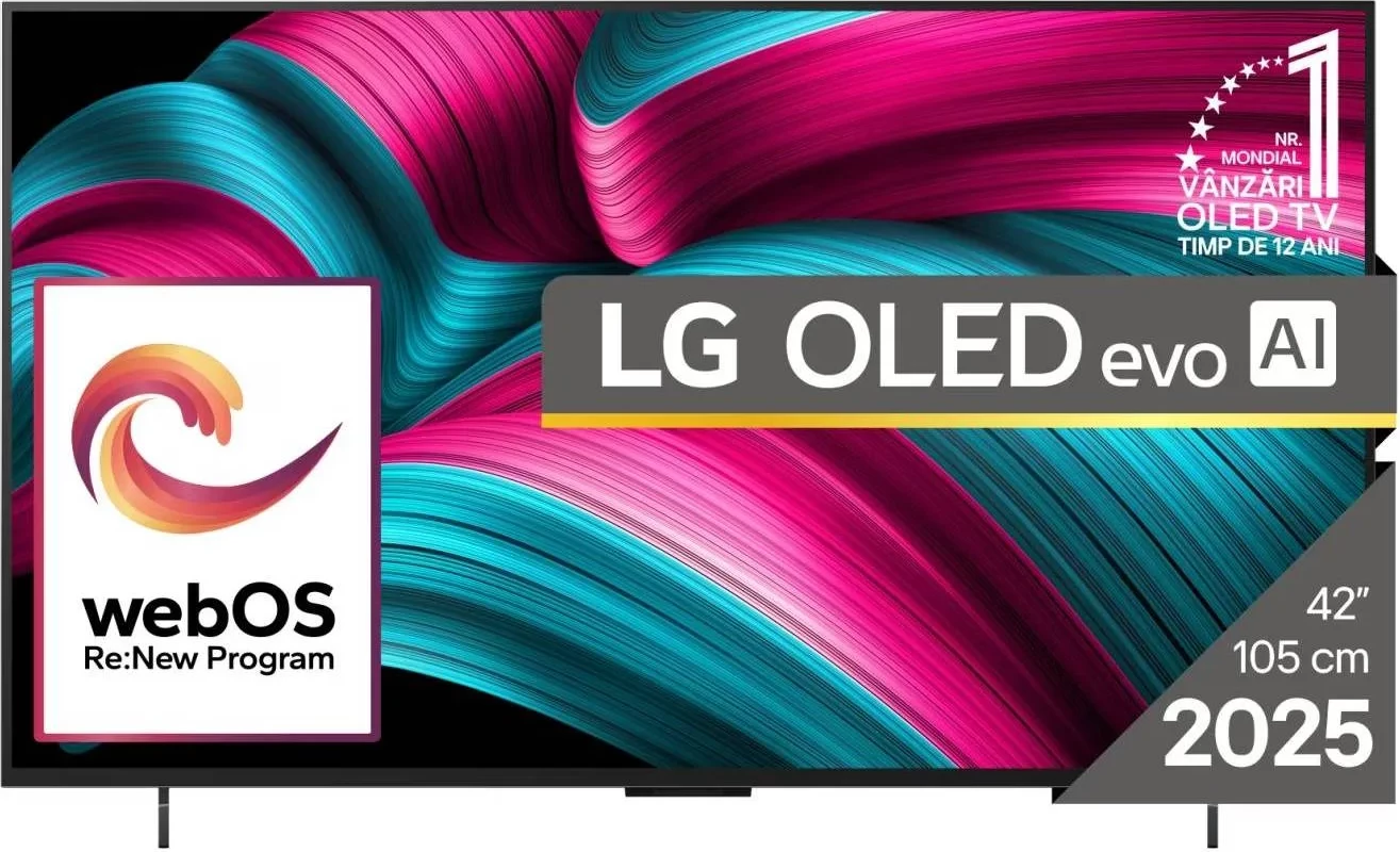 Televizor OLED, LG, OLED42C51LA, 42" 4K UHD 120Hz, webOS, Dolby Vision/Atmos, α9 AI Gen8, Wi‑Fi 6, Smart