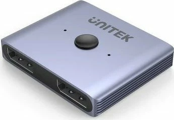 Switch DisplayPort Unitek V1609A DP 1.4 8K 2-në-1 bidirectional, argjendtë, set 1 copë
