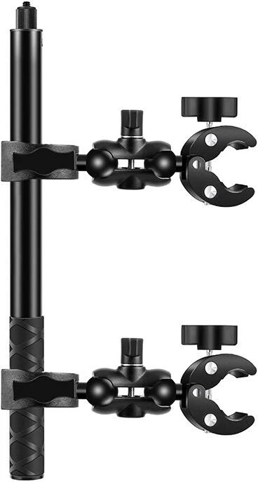 Mbajtës motoçikletë/biçikletë për kamera, Puluz PU495B, dy kapëse, shkop selfie teleskopik 150 cm, i zi, set