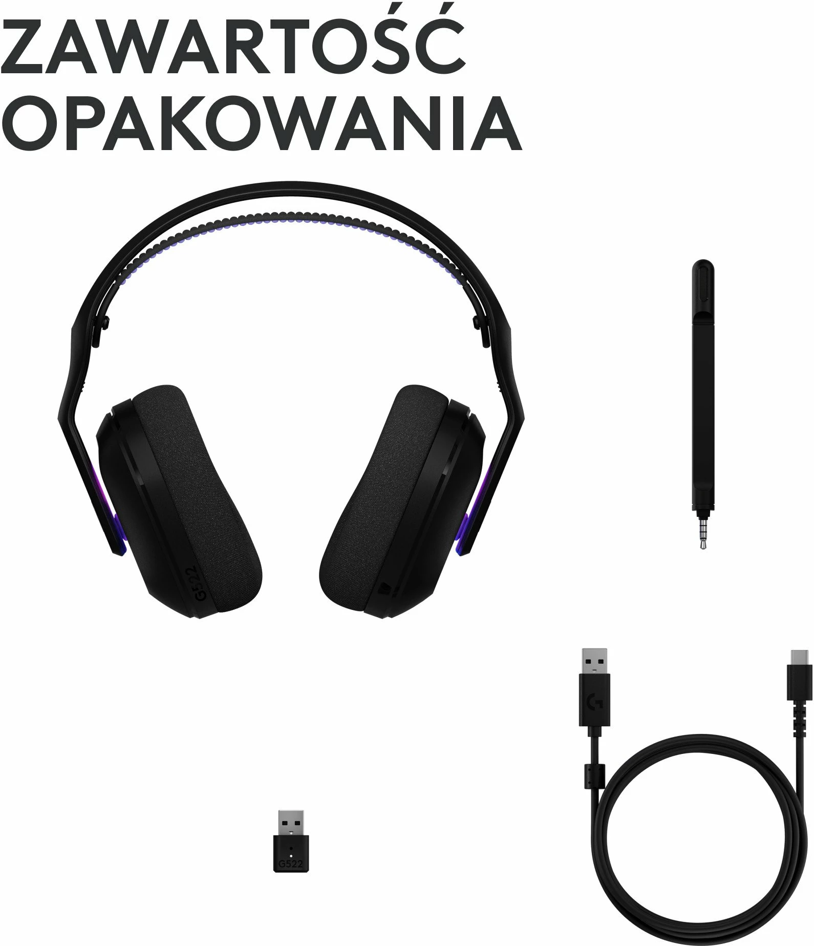 Kufje gaming Logitech G522 LIGHTSPEED 981-001544, pa tela, RGB, USB/USB-C, Bluetooth, të zeza