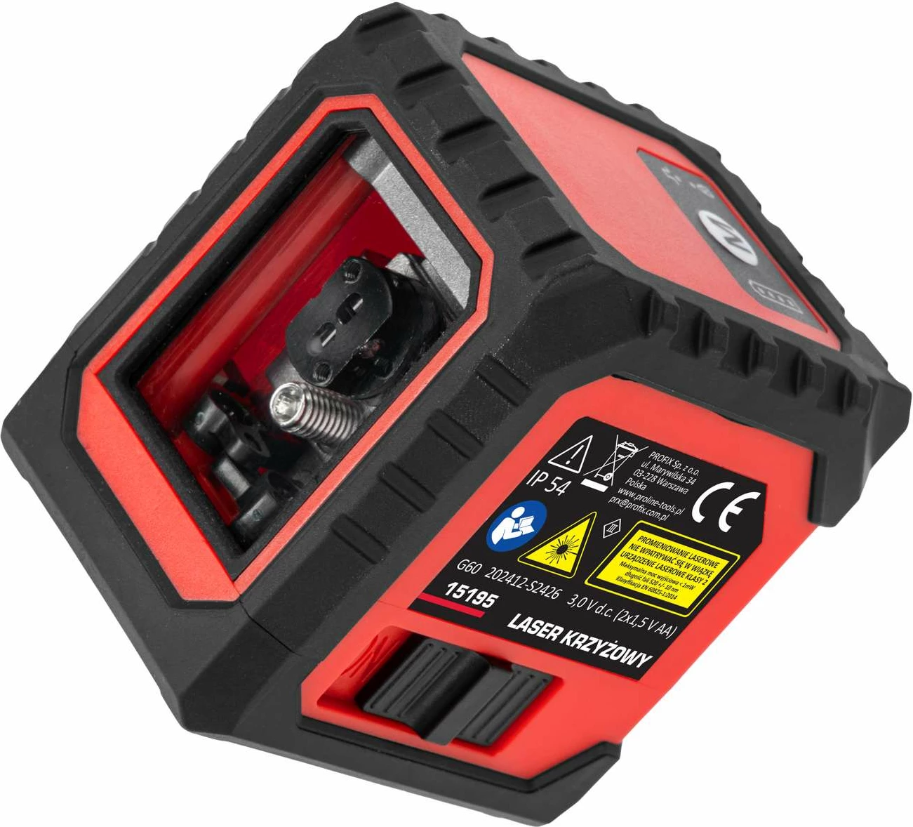 Nivel lazer kryq PROLINE 15195, 2 linja, 25 m, rreze e gjelbër, set me mbajtëse muri + adapter 5/8\" + çantë