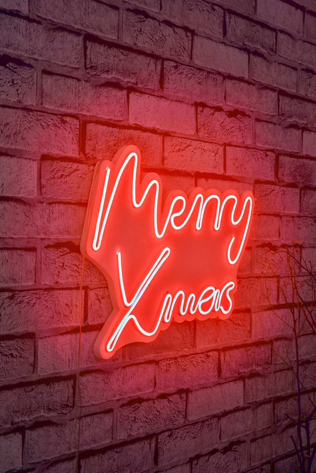 Dekor dritash LED plastike, 'Merry Christmas', ngjyrë e kuqe