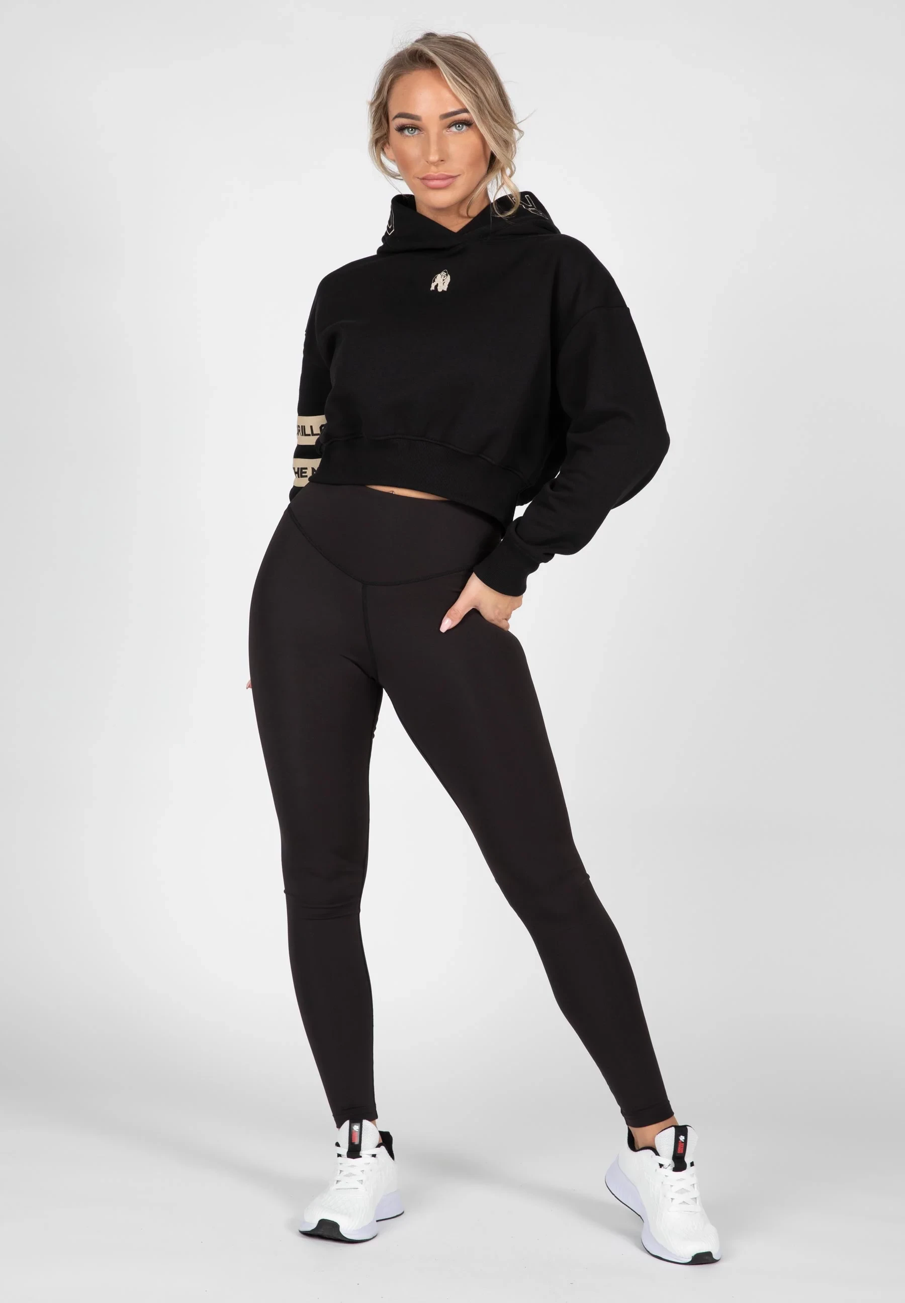 Tracey Cropped Hoodie - Black [Madhësia: L]