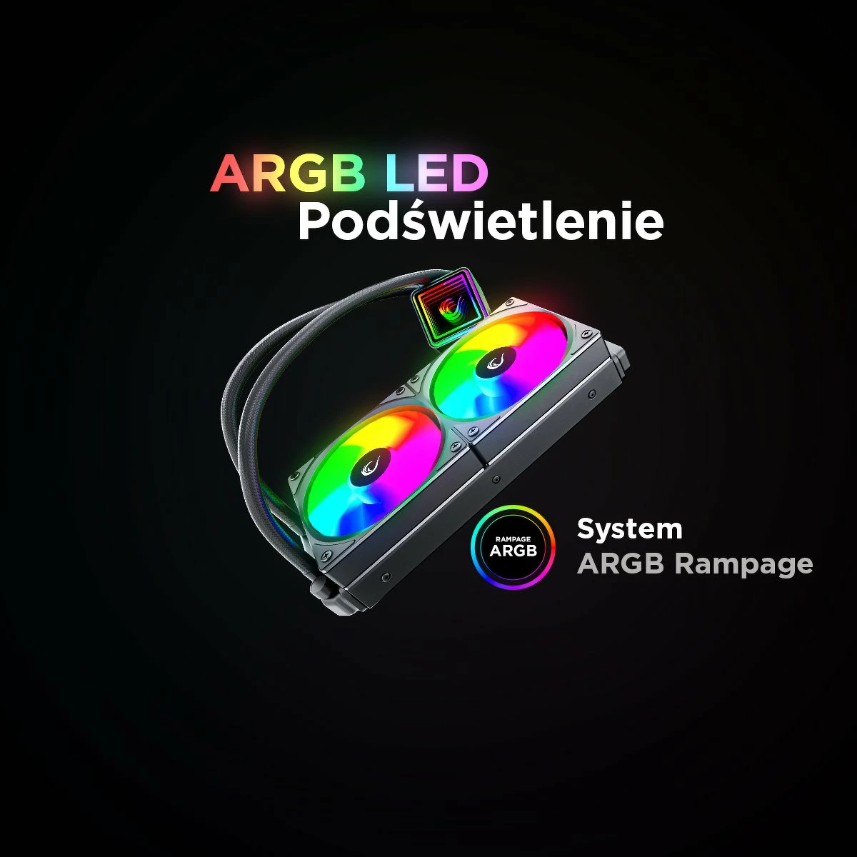 Ftohës uji AIO Rampage INFINITE V240 240mm ARGB 2x120mm, i bardhë