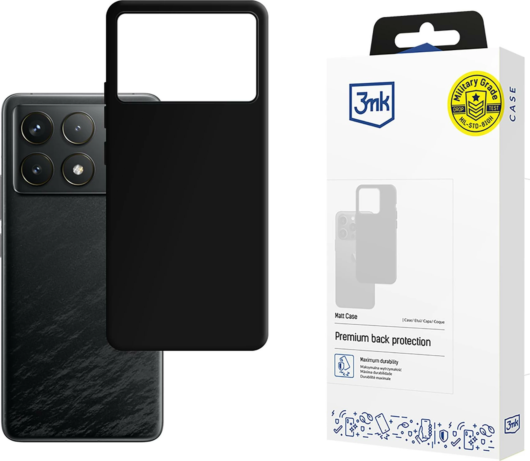 Mbështjellës 3mk Matt Case për Xiaomi Poco F6 Pro, i zi