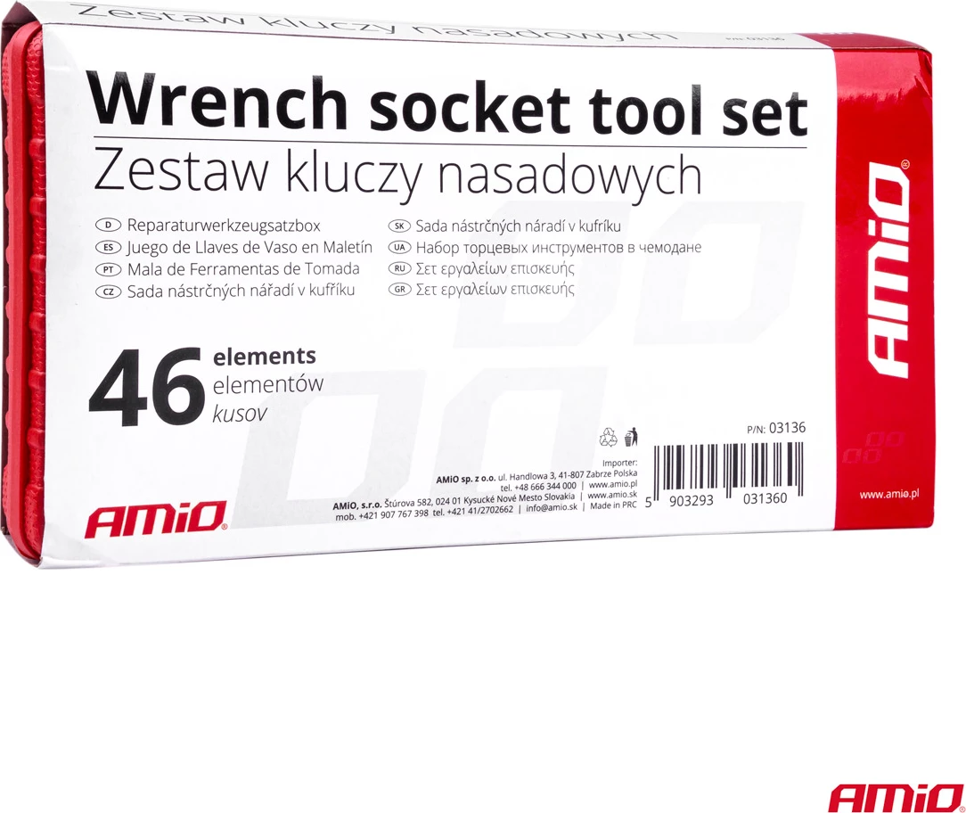 Set çelësash me koka 1/4” për riparime, në kuti me 46 pjesë