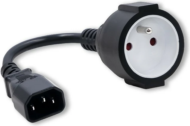 Adapter kablloje Qoltec IEC 320 C14 në prizë franceze, 0.15m, e zezë