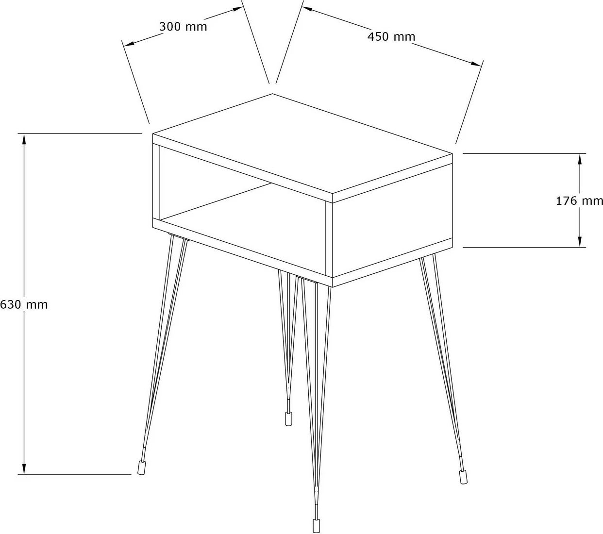 Komodinë Hanah Home Tenby, ngjyrë lisi dhe e zezë