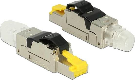 Konektor RJ45 DeLOCK 86485, montim pa vegla, e zezë/argjendtë/transparente/e verdhë