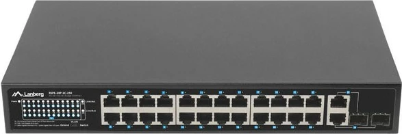 Switch rrjeti Lanberg RSFE-24P-2C-250, 24x PoE+, 2x Combo, 250W, rackmount, i zi