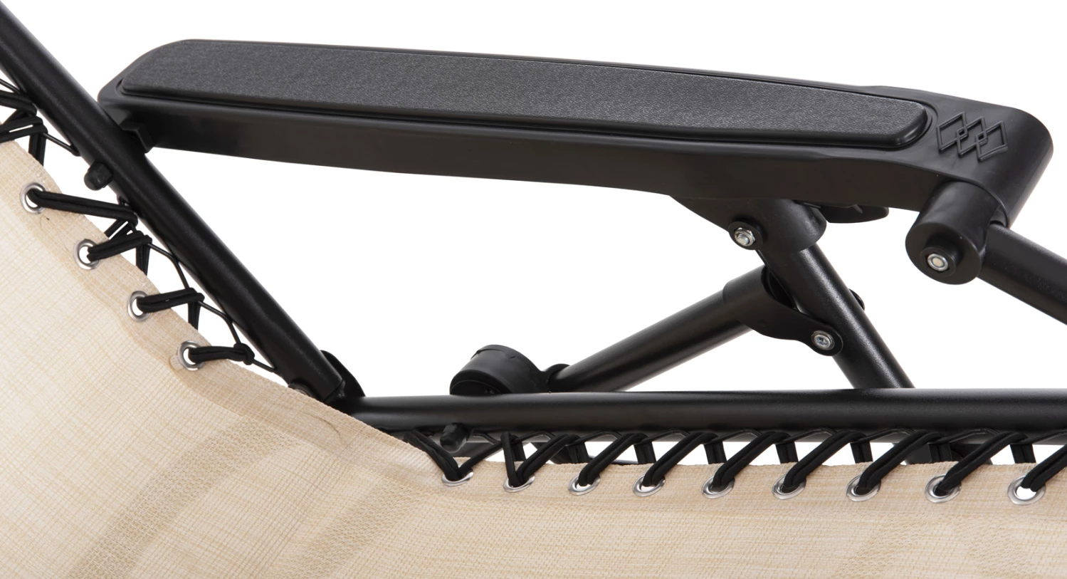 Karrige relaks COMPANION HM5095.12, metal i zi + textilene bezhë, 67x145x110H cm