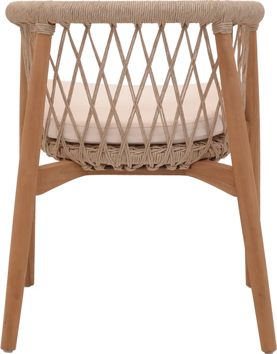 Karrige Abby, skelet druri teak, ngjyrë natyrale dhe jastëk krem, 60x58x78cm