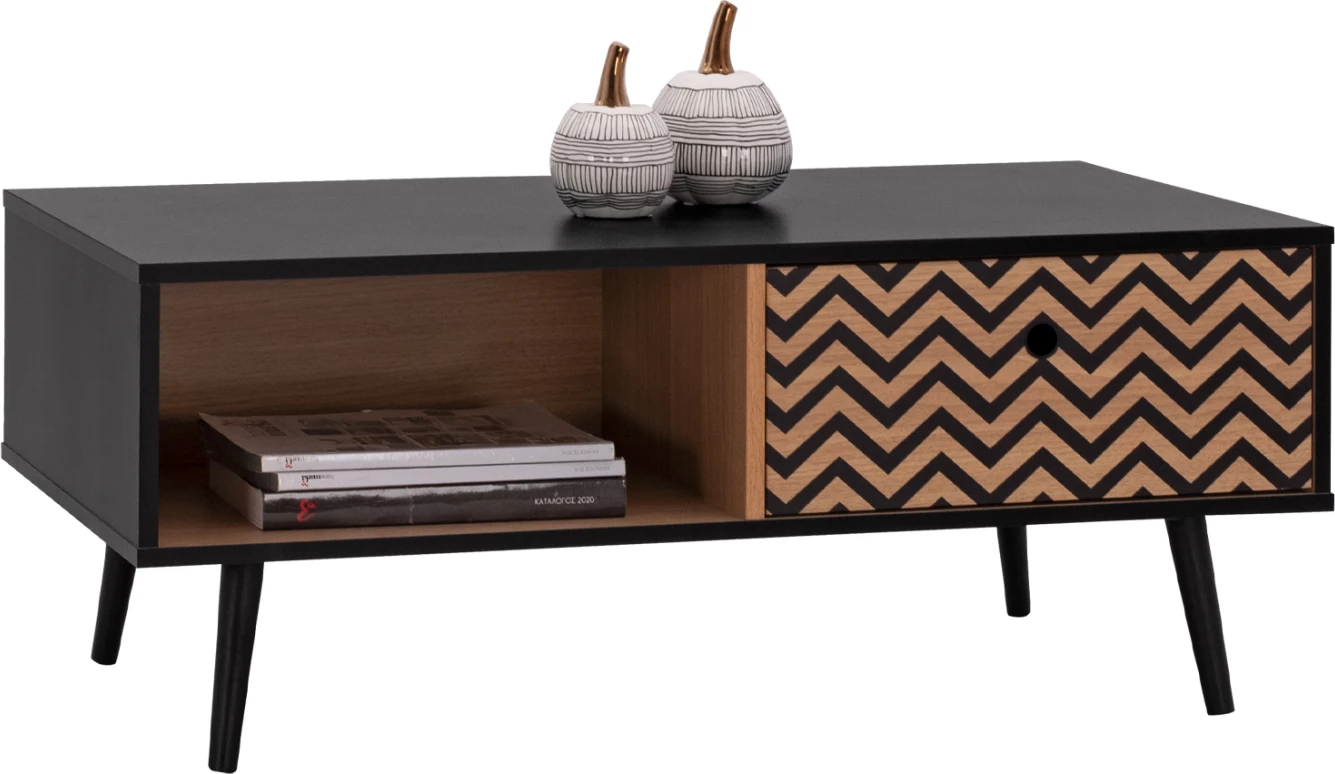 Tavolinë lounge Charleen FH8668 e zezë me natyrale 100x50x40,5 cm