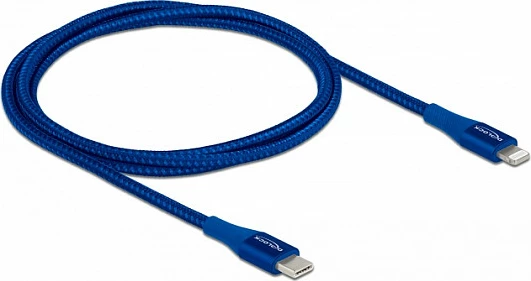 Kabllo DeLOCK USB-C në Lightning, 1 m, MFi, Fast Charge, e kaltër