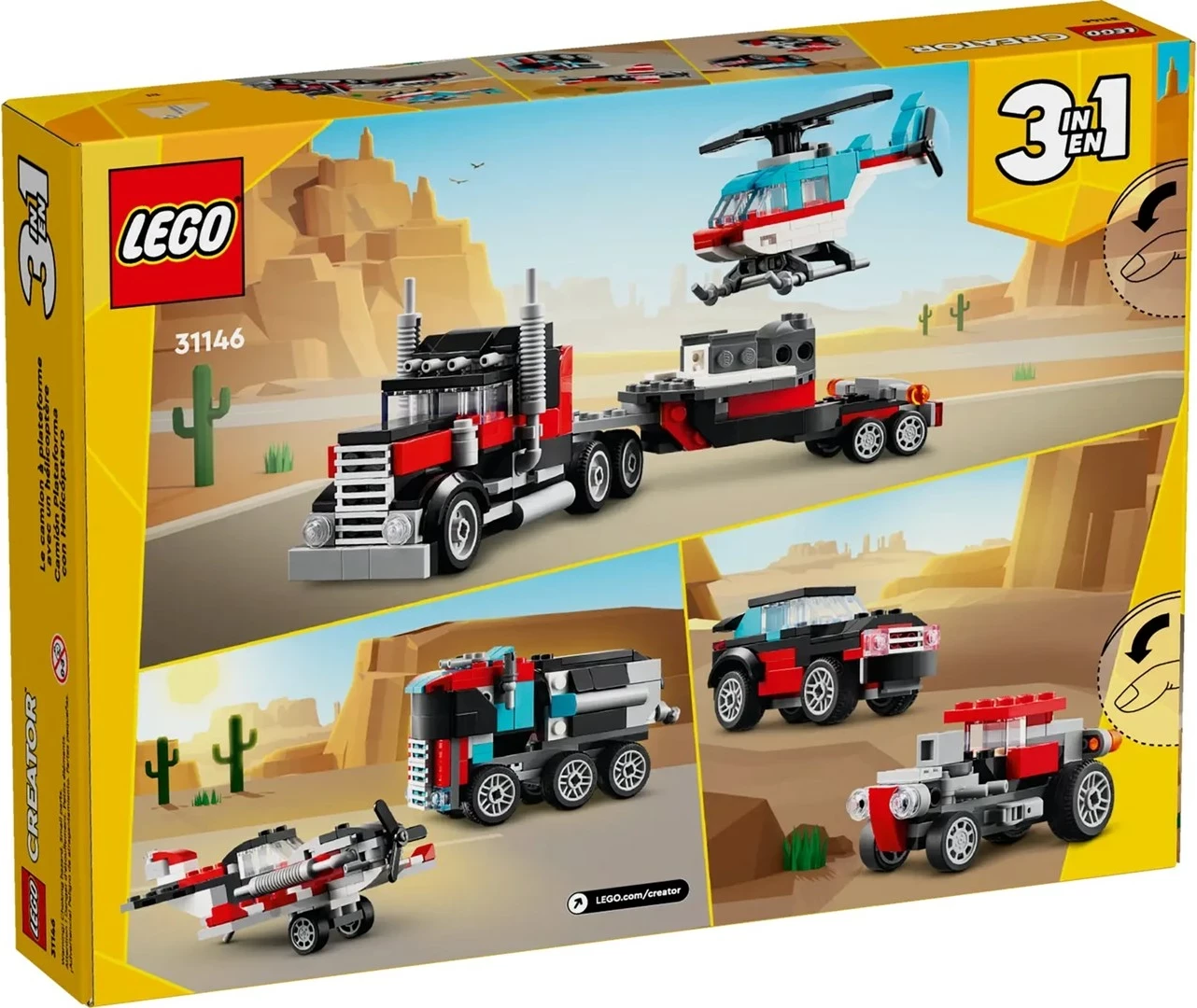 Lego Creator 3-in-1 31146 Kamion me helikopter, 270 pjesë