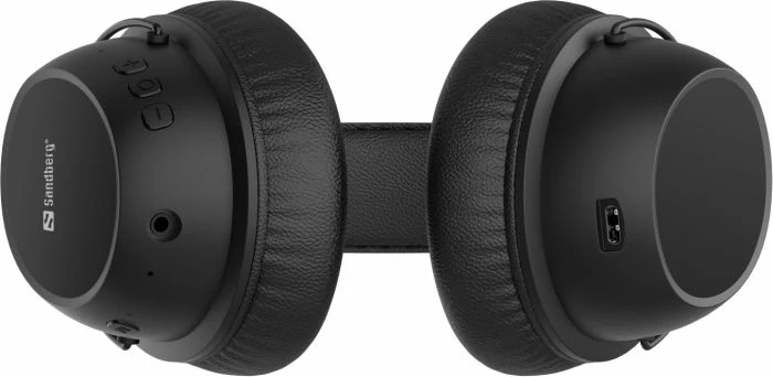 Kufje wireless SANDBERG ANC FlexMic 126-36, Bluetooth 5.3, over-ear, USB-C, të zeza, set 1 copë