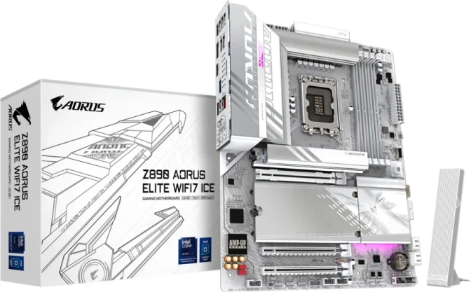 Pllakë amë GIGABYTE Z890 AORUS ELITE WIFI7 ICE, LGA1851, ATX, DDR5, WiFi 7, 2.5GbE, USB4/Thunderbolt 4, bardhë
