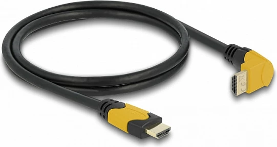 Kabllo HDMI DeLOCK High Speed 1m, 48Gbps, 8K@60Hz, konektor 90° lart, e zezë/verdhe