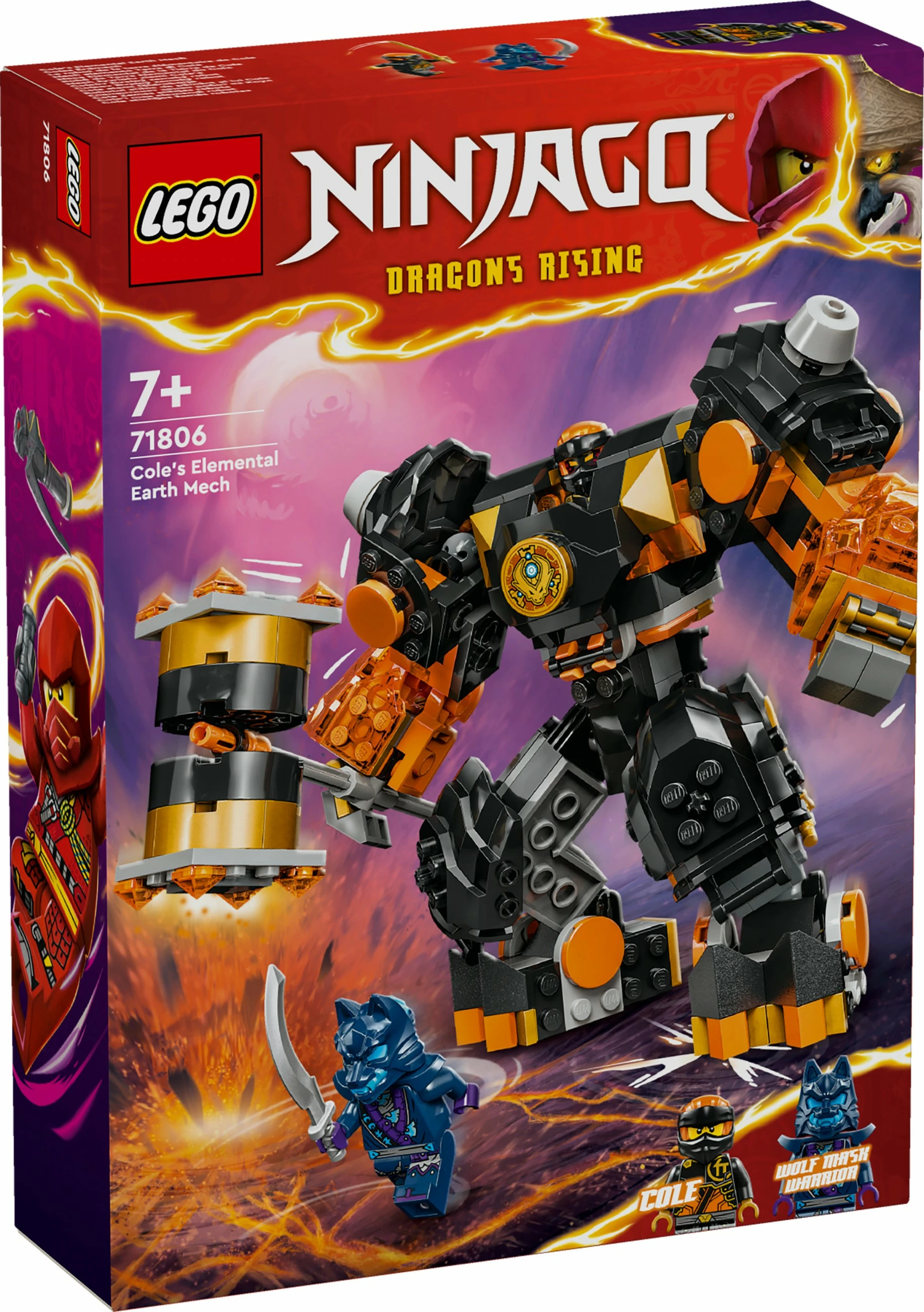 Set ndërtimi LEGO NINJAGO Cole's Elemental Earth Mech 71806, 235 pjesë, multikolor
