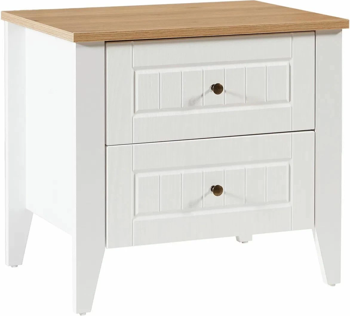 Komodinë nate Skye Decor, ngjyrë e bardhë dhe lis, Tuval 064