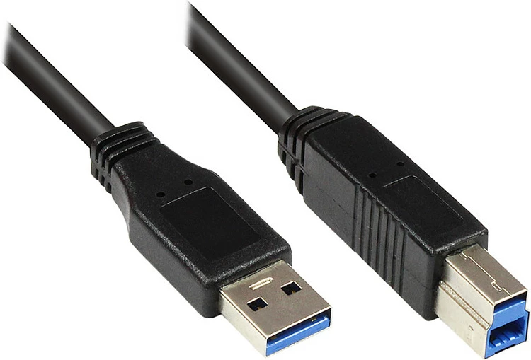 Kabllo USB 3.0 GoodConnections A-B, 0.2m, e zezë