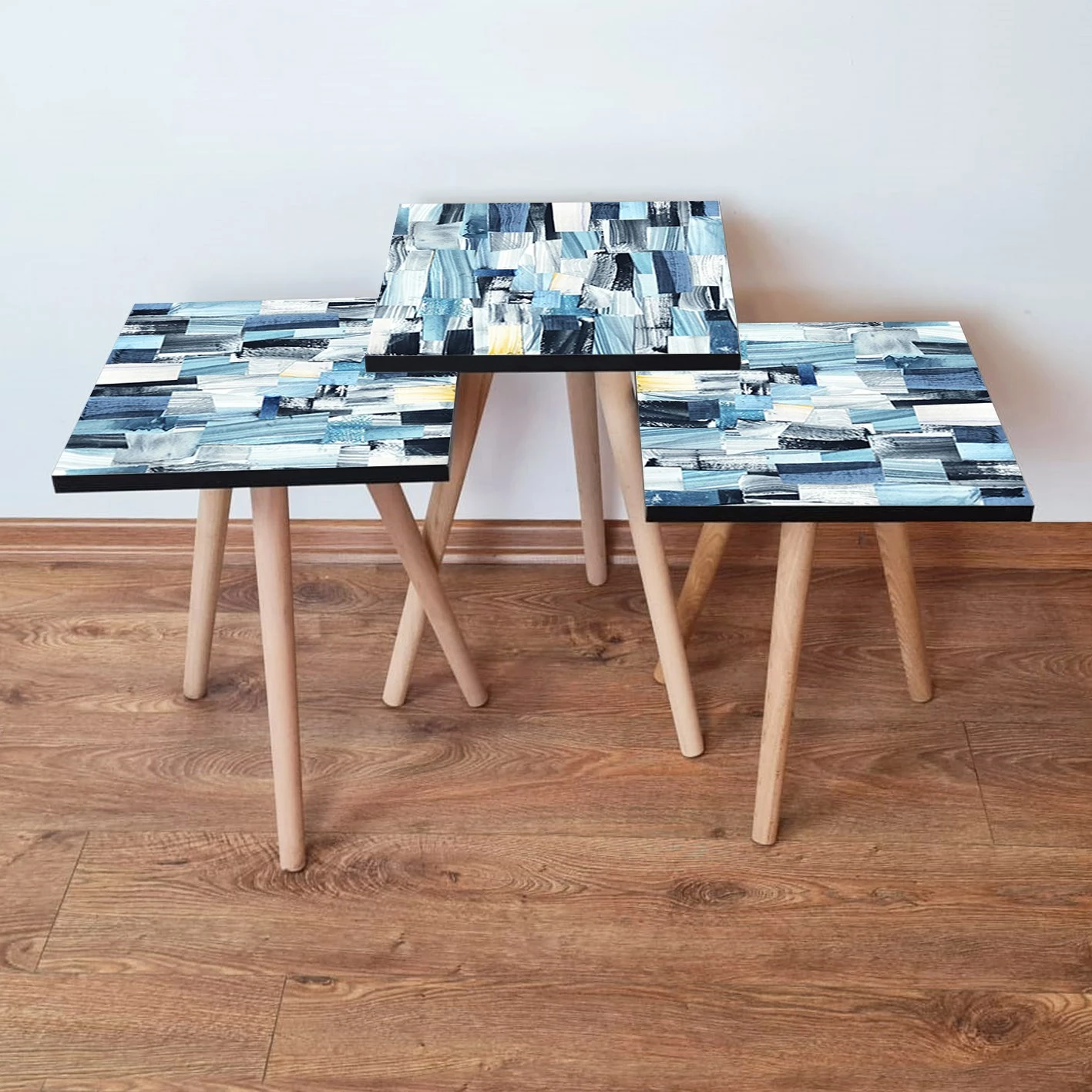 Set tavolinash të vendosshme, ngjyrë kaltër deti, Skye Decor, 3Shp82 (3 copë)