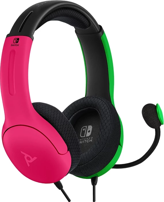 Kufje gaming PDP LVL40 stereo me mikrofon, të lidhura me kabllo, rozë/jeshile