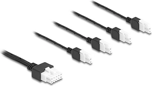 Kabllo ndarëse rryme DC DeLOCK 90173, 1 m, 1x DC mashkull në 4x DC femër, e zezë