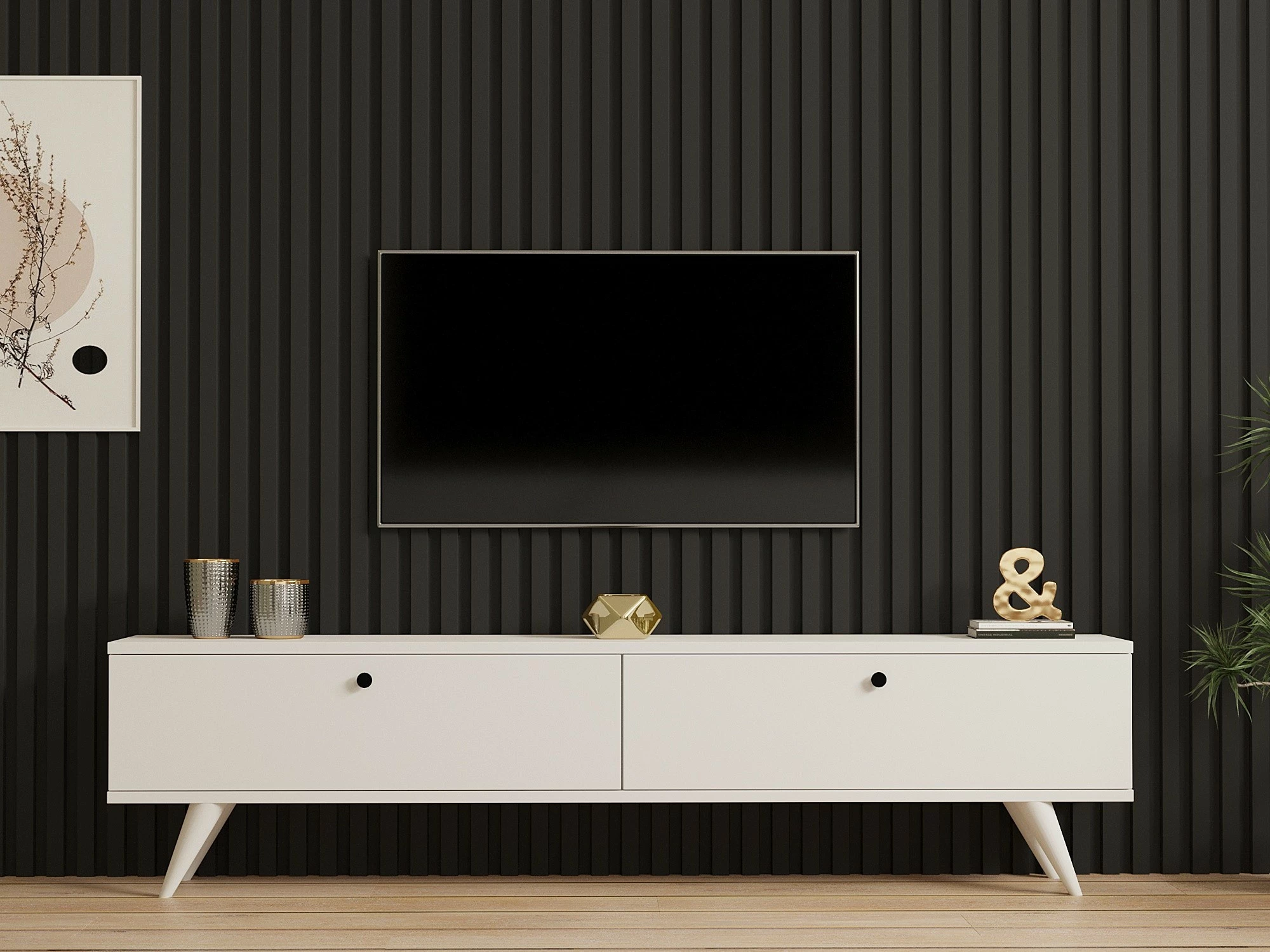 Komodë për TV Skye Decor, Paris, e bardhë