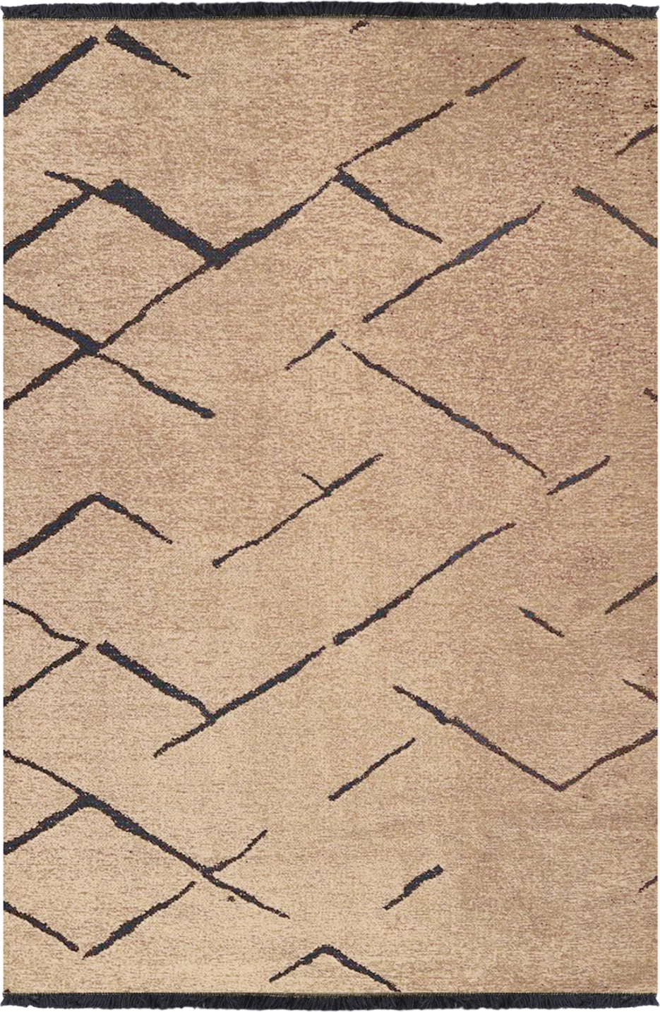 Tapet, ngjyrë kafe e çelët e zezë, me vetë-fringe, FH7674.01, 160x230cm