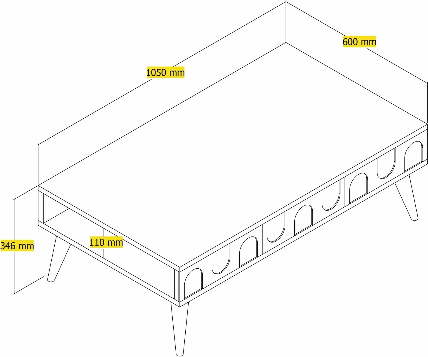Tavolinë kafeje Skye Decor, Lyon 34, e bardhë, arre