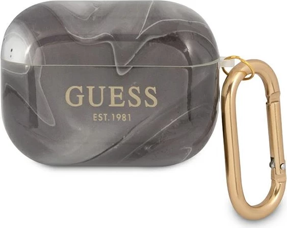 Mbështjellës Guess GUAPUNMK për AirPods Pro, Marble Collection, gri/zi
